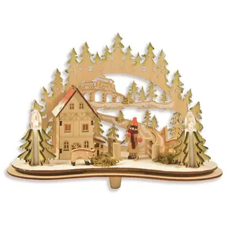 Winterlandschaft mit 2 LED-Kerzen beleuchtet Winter Landschaft Weihnachtsdeko