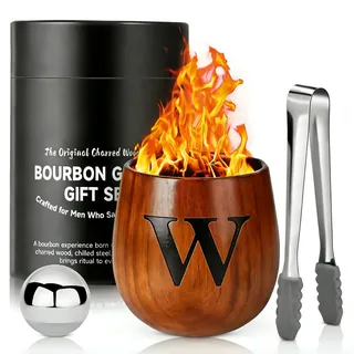 LAIKAIEU Whisky Gläser Set Aus Holz, Personalisiertes Bourbon Trinkglas, Isolierter Premium Whiskybecher, Perfekte Geschenke Für Männer, Ehemann, Vater, Bruder, Whisky-Liebhaber, Geburtstag (W,300ml)