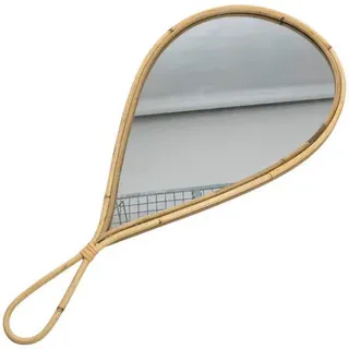 Dekospiegel, Natur, Holz, Rattan, rund, 1.5x60.0x29.5 cm, Spiegel, Wandspiegel