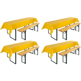 BEAUTEX Party Tischdecke Biertisch Bierzeltgarnitur, 100x250, Gelb, 4 Stück