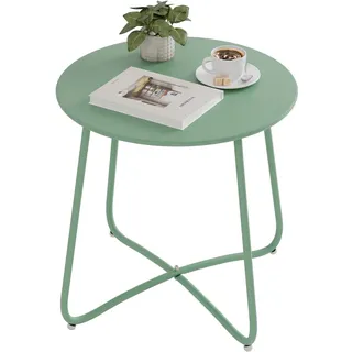 eSituro Beistelltisch rund, Balkontisch Gartentisch, Kaffeetisch Couchtisch Sofatisch Wohnzimmertisch, Kleiner Tisch für Wohnzimmer Balkon Terrasse Garten, aus Metall, φ45xH45 cm, Grün