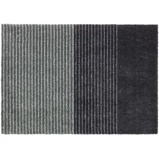 Schöner Wohnen Kollektion Fußmatte innen - Schmutzfangmatte 50 x 70 cm Streifen anthrazit-grau - rutschfeste Sauberlaufmatte - Fussmatte Haustür - Türmatte waschbar bei 30°C