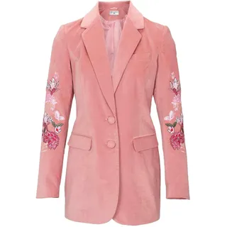 RICK CARDONA Angesagter Damen Blazer Jacke Designer-Samtblazer m. Stickerei, rosa Größe: 40