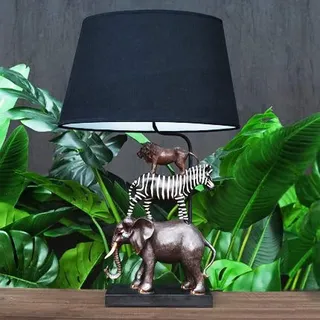 Voss Design Geniale Tischlampe Safari 70cm Elefant Zebra Löwe Tiere Lampe Tischleuchte