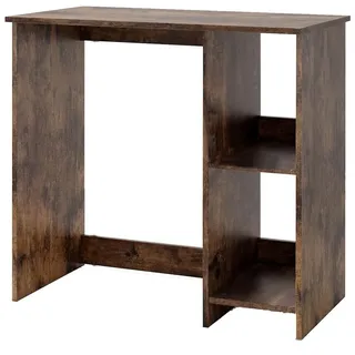 Costway Kleiner Schreibtisch, 2 Fächern, PC-Tisch, Bürotisch für kleine Räume, 80 x 40 x 74 cm Braun