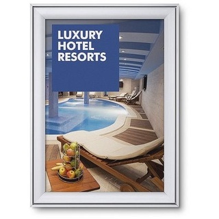 Klapprahmen COMPASSO ® A2 Gehrungsecken 37 mm Profil Innenbereich silber silber, Showdown Displays, 47.4x64.8x1.3 cm