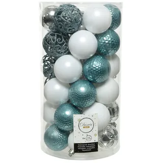 CHICCIE Weihnachtskugeln Türkis Weiß Silber - Christbaumkugeln Weihnachtskugeln