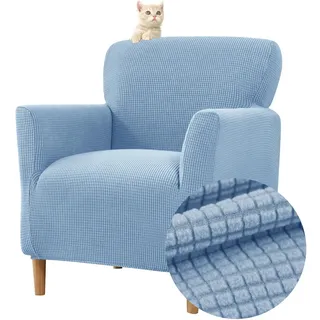 Highdi Stretch Sesselbezug Elastische Jacquard Sofaüberzug Clubsessel Bezug, Weicher Sesselschoner mit Armlehne Sitzbezug Für Sessel Mit Armlehne Hussen (Blau)