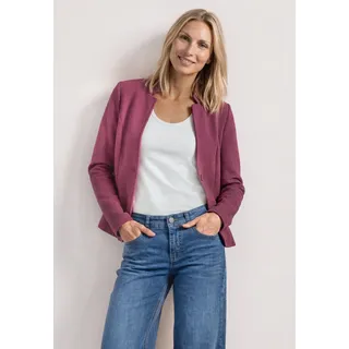 Kurzblazer STREET ONE, Damen, Gr. 38, rosa (schwarz clouded blush), Stoff, 76% Polyester, 23% Baumwolle, 1% Elasthan, unifarben, regular fit normal, V-Ausschnitt, normaler Saum, Blazer Kurzblazer, mit Reverskragen, Topseller