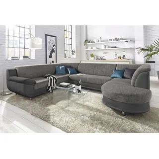 TRENDMANUFAKTUR Wohnlandschaft Kunstleder 3-Sitzer Grau