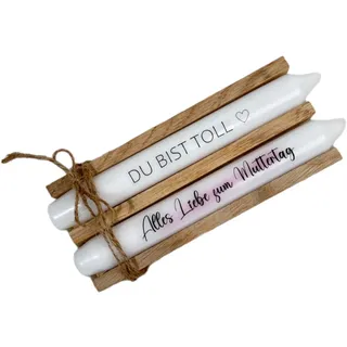 Kerze mit Spruch | 2er Set Muttertag und Du bist Toll