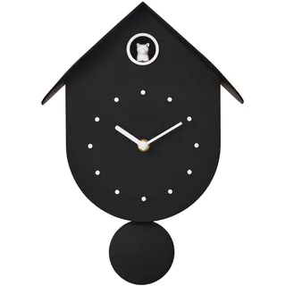 I-TOTAL® - Kuckucksuhr mit bunter Katze, modernes Design, dekorative Uhr für Zuhause, Küche und Kinderzimmer (schwarz)