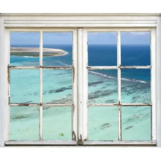 queence Wandsticker Meer, Wandsticker, Wandbild, selbstklebend, 3D, Fenster blau