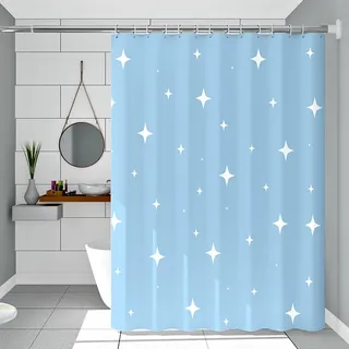 Beydodo Duschvorhang 80x180 Antischimmel, Duschvorhänge für Badewannen Badvorhang Blau mit Sternen Duschvorhang Wasserdicht PEVA