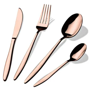 24-teiliges Besteckset, Linie Rosegold Metallic | Elegant und hochwertig - Rosa