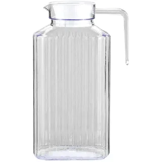 FGJISHO 2L Wasserkaraffe, Karaffe mit Deckel, Wasserkanne BPA-freier, Stapelbar & Platzsparend mit Ergonomischem Griff & Auslaufsicher, ideal für Küche, Camping für Wasser, Saft und Eistee,D