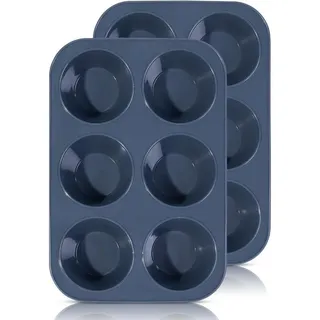 LuxusKollektion Muffinform Große Silikon Muffinform Antihaft Backblech für Cupcakes Kuchen 6er blau