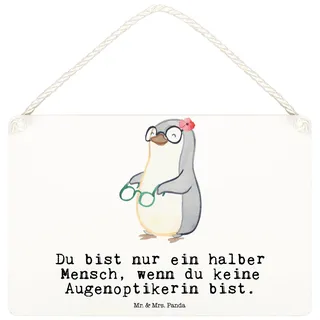 Mr. & Mrs. Panda Schild Augenoptikerin Herz DIN A6 - Geschenk, Spruch, Türschild, kleine aufmerksamkeit, Optikerin, Lustig, Brillengeschäft, Holzschild, Witzig, Eröffnung, Wandbild Holz, holzbild