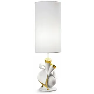 Casa Padrino Luxus Tischleuchte Porzellan Nature Weiß / Gold H54 x 16 cm - Luxus Beleuchtung Tischlampe
