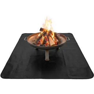 FEUERGOTT Feuerschutzmatte Bodenschutzmatte rechteckig Schwarz 140 x 100 cm 0,5 mm hitzebeständige Unterlegmatte für Grill Kamin Feuerstelle Funkenschutzmatte Indoor Outdoor