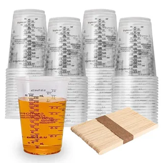 Messbecher Epoxidharz, 50 Stück Messbecher Klein, 240 ml Mischbecher Set, FarbMischbecher, Lackmischbecher, Für Flüssigkeiten, Farbe, Pigment