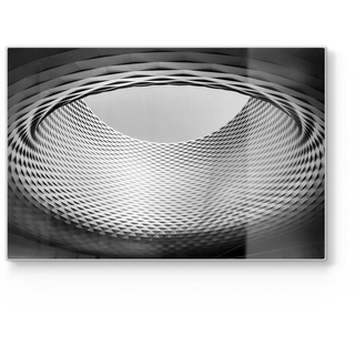 DEQORI Schneidebrett 'Zylinder der Messe Basel', Glas, Platte Frühstücksbrett Schneideplatte grau|schwarz|weiß 30 cm x 20 cm