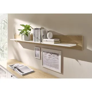 Wandboard OTTO HOME "Brest, Wandregal im Landhausstil, Hängeregal mit Ablagefläche", braun (eiche geölt dekor, weiß matt), B:180cm H:18cm T:17cm, Holzwerkstoff, Regale, Wandboard, vielseitig einsetzbar, zeitlos, 180 cm breit