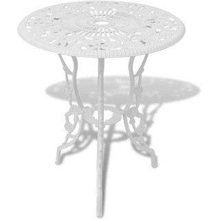 TOP1 Garten-Essgruppe 3-er Set Garten-Bistro-Set Klappmöbel Stuhl Tisch Aluminiumguss Weiß ,1 parcel