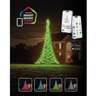 Fairybell LED Weihnachtsbaum Smart Magic App 3x4 m 864 LED warmweiß RGBW + Mast