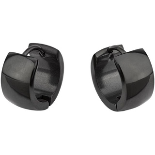 BUNGSA Creolen-Set Creolen breit glänzend Schwarz aus Edelstahl Unisex (1 Paar (2 Stück), 2-tlg), Ohrschmuck Ohrringe schwarz