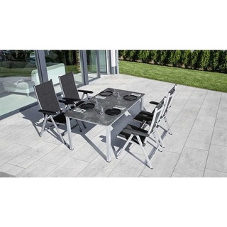 Kettler Basic Plus Gartenmöbelset 5-tlg. mit Tisch 160x90cm Dunkelgrau|Hellgrau