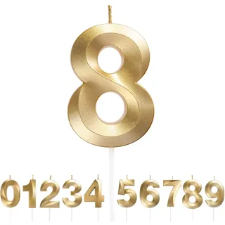 Geburtstag Zahl Kerzen, Gold Glitzer Geburtstagskerzen, Dekorative Geburtstagstorte, Hochzeitsparty, Abschlussfeier, Geburtstag Party Hochzeit Jahrestag Feier Lieferungen (8)