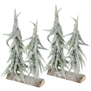 I.GE.A. Dekobaum Weihnachtsdeko, Weihnachtsbaum (Set, 2 St), Tannenbaum auf Rinde 34 cm grün