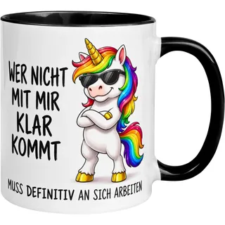 Einhorn Tasse mit Spruch | Wer nicht mit mir klar kommt | Kaffeetasse