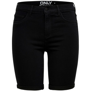 Only Damen Jeans Short ONLRAIN MID LONG SHORTS Schwarz Normaler Bund Reißverschluss XL