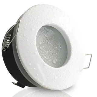 trendlights24 Nautic IP65 Decken Einbauleuchten Bad rund - 1er Set 230V LED 5,0W Warmweiß - Weiß - Einbaustrahler für Feuchtraum & außen