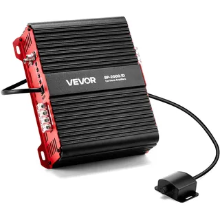Vevor Monoblock Autoverstärker 2000 W RMS MAX 1/2/4 Ohm, Audioverstärker (Klasse D / 1-Kanal) mit ferngesteuerter Subwoofer-Pegelregelung Tiefpassfilter Bassverstärkung Lautstärkeregler