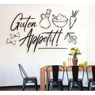 tjapalo® a35 wandtattoo guten appetit Wandtattoo küchensprüche Wandsticker Esszimmer sprüche Küche mordern Wandtattoo Küche lustig, Farbe: braun (kaffee), Größe: B120xH58cm