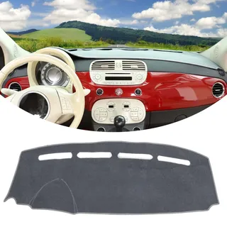 Armaturenbrett-Abdeckung, kompatibel mit Fiat 500 2008–2023, Auto-Innen-Armaturenbrett-Abdeckung, rutschfeste Matte, Anti-UV-Armaturenbrettabdeckung, Sonnenschutz (grau, Linkslenker)