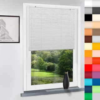 Aluminium Jalousie nach Maß, Jalousien Alu Jalousien nach maß innen Innenjalousien Maßanfertigung, für Fenster und Türen, Fenster, Klemmfix ohne Bohren (Weiß, Höhe: 100cm x Breite: 180cm)