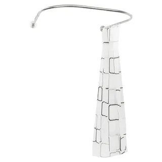 U-förmige Duschvorhangstange - Eck-Duschstange für Badewanne - Teleskop 0,9–1,3 m & 1 m - Edelstahl rostfrei - Mit Vorhang 240x180 cm - Silber