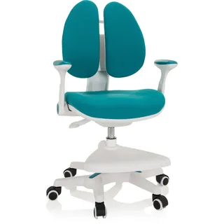 HJH Office 736416 Kinder Schreibtischstuhl Kid Wing Stoff mit Armlehnen klappbar, Blau/Weiß