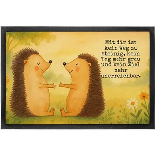Mr. & Mrs. Panda Fußmatte Igel Liebe Design, Gummimatte 50 x 75 cm, Weiß, Schmutzfangmatte, Hoc, rechteckig, Höhe: 50 mm, Freund flurmatte Hochzeit weiß Ø 75 cm x 75 cm x 60 cm x 50 mm