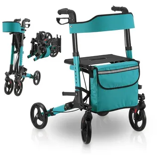 Juskys Aluminium Rollator Vital mit Sitz Petrol