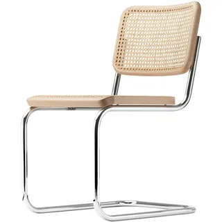 Thonet - S 32 V Stuhl, Chrom / Buche natur (TP 17) / Rohrgeflecht mit Kunststoffstützgewebe