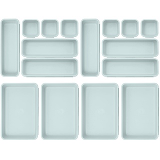 Famhap Schubladen Organizer, 16 Stücke Schubladen Ordnungssystem mit 3 Größen Aufbewahrungsbox, Aufbewahrungsbox für Küche, Zuhause, Büro & Home, Grün