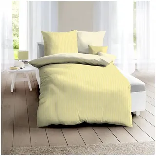 Traumschlaf Mako-Satin Gestreift Gelb 155 x 220 cm + 80 x 80 cm
