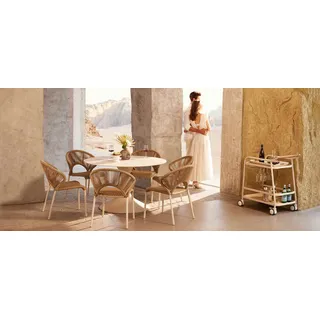 Verona runder Balkontisch 90 cm - Ivory, beiger Stein