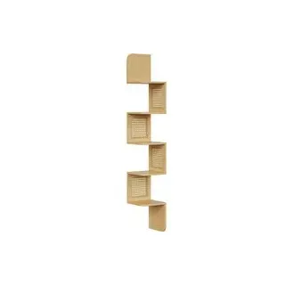 Wandregal mit 5 Ebenen und PVC-Rattan-Seitenplatten