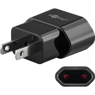 goobay Reiseadapter Eurobuchse (Typ C, CEE 7/16) > US/Japan-Stecker (Typ A, NEMA 1-15, 2-polig) Schwarz